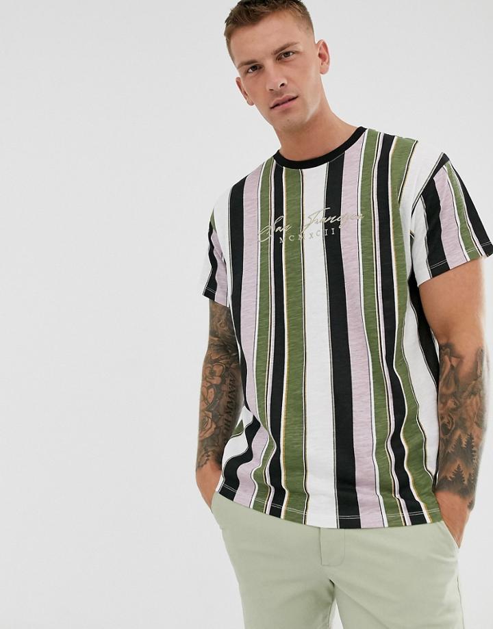 New Look T-shirt With Paris Print In Vertical Stripe-pink