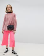 Asos Plisse Culotte Pants In Bright Pink - Pink