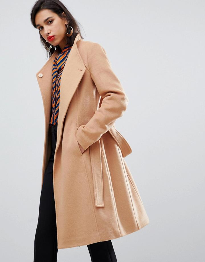 Y.a.s Belted Wrap Coat - Tan