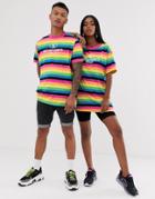 Night Addict Unisex Oversized T-shirt In Rainbow Stripe - Multi