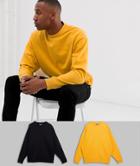 Asos Design Oversized Sweatshirt 2 Pack Black/yellow-multi