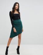 Prettylittlething Ruffle Trim Aysmmetric Skirt - Green