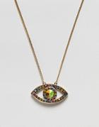 Steve Madden Evil Eye Rainbow Shimmer Pendant Necklace - Multi