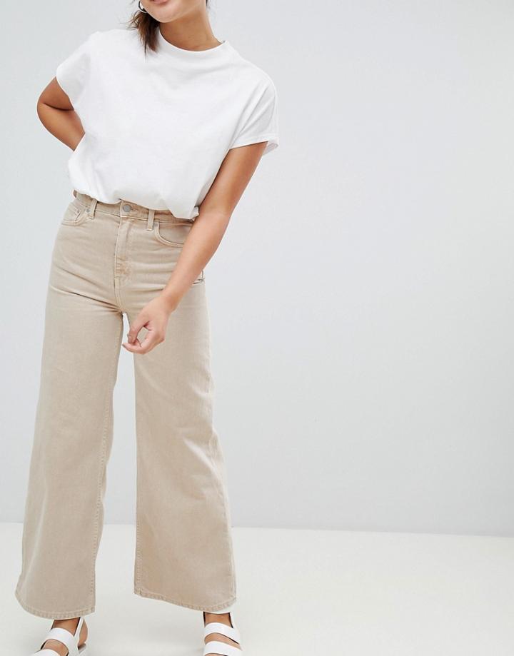 Weekday Ace Wide Leg Jeans With Organic Cotton In Mid Blue - Blue