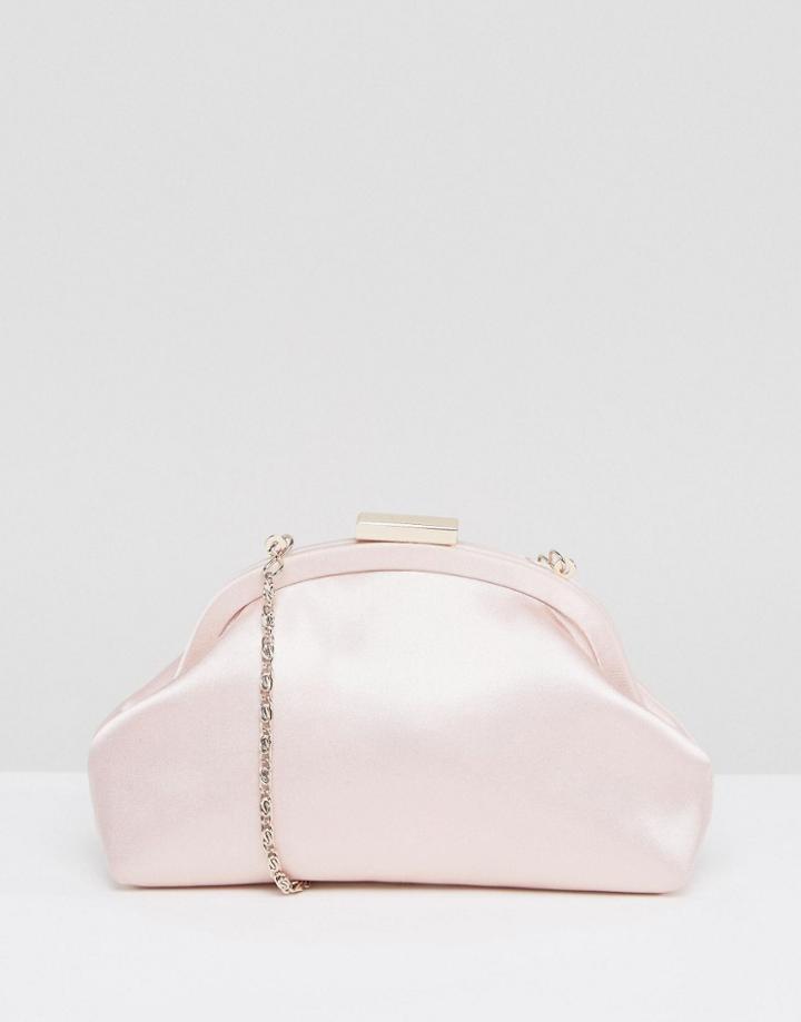Asos Wedding Satin Covered Frame Clutch Bag - Pink
