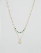 Orelia Coin 2 Row Ditsy Necklace - Pale Gold