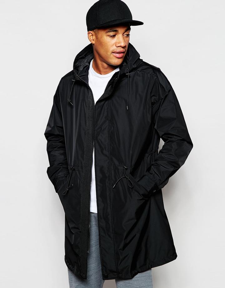 Asos Parka Jacket With Memory Fabric In Black - Black