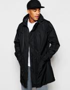 Asos Parka Jacket With Memory Fabric In Black - Black