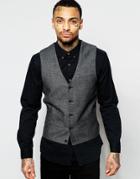 Asos Super Skinny Waistcoat In Grey Tweed - Gray