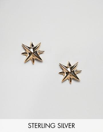 Fashionology Gold Plated Compass Earrings - Silver