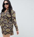 Ax Paris Plus Retro Abstract Shirt Dress - Multi