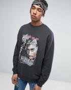 Asos Oversized Sweatshirt With Tupac Print - Black