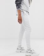 Asos Design Skinny Sweatpants In White Marl - White