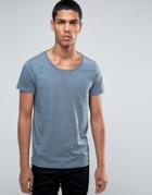 Asos T-shirt With Scoop Neck In Blue Marl - Blue