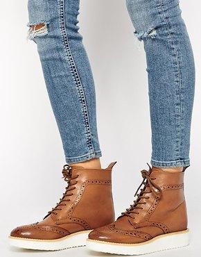 Asos Alby Leather Ankle Boots - Tan