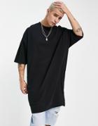 Asos Design Oversized Super Longline T-shirt In Black