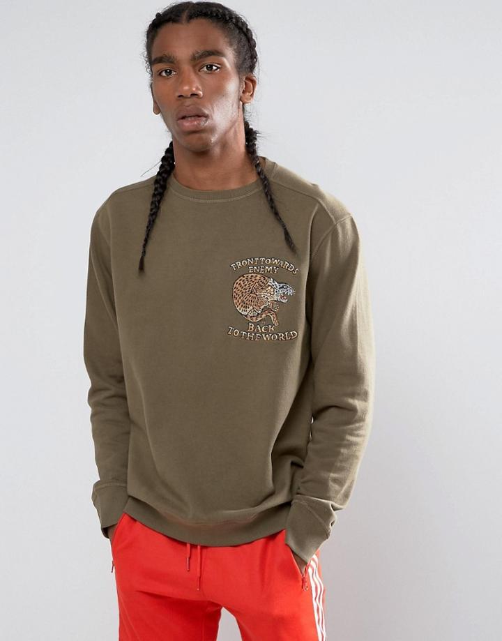 Maharishi Embroidered Crouching Timer Crew Neck Sweatshirt - Green