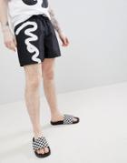 Money Pop Board Shorts In Black With Logo - Black