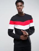 New Look Sweatshirt With Chevron Color Block In Black - Black