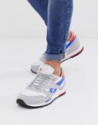 Reebok Classic Leather Sneakers In White And Blue