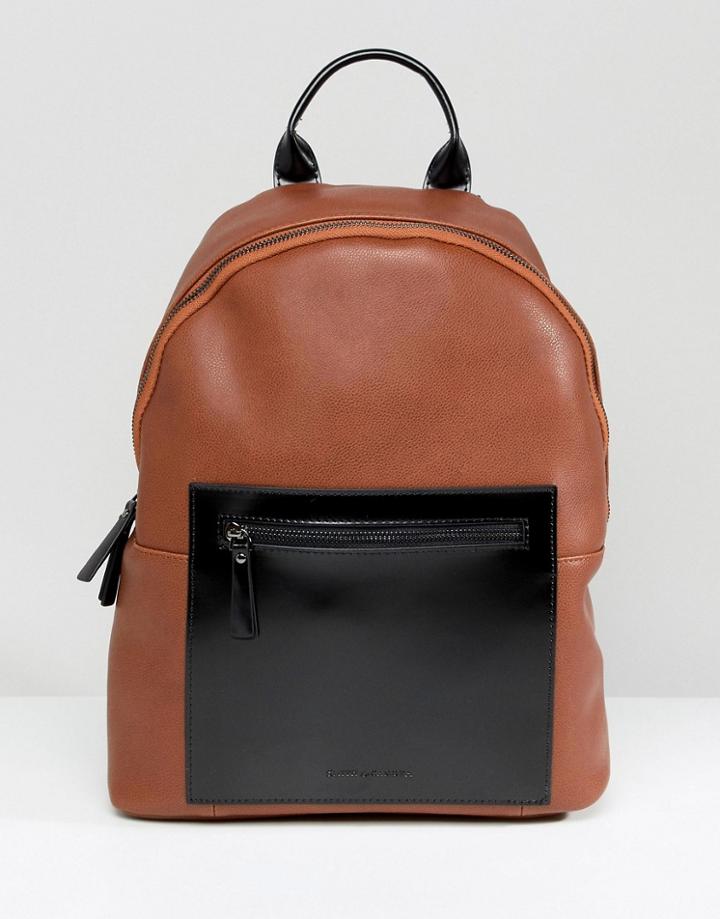 Smih And Canova Leather Backpack Tan Contrast - Tan