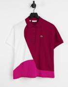 Lacoste Color Block Polo Shirt In Pink