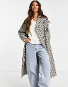 Helene Berman Volume Sleeve Checked Trench Coat In Multi