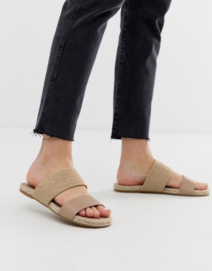 Asos Design Jaylin Leather Espadrille Mules-beige