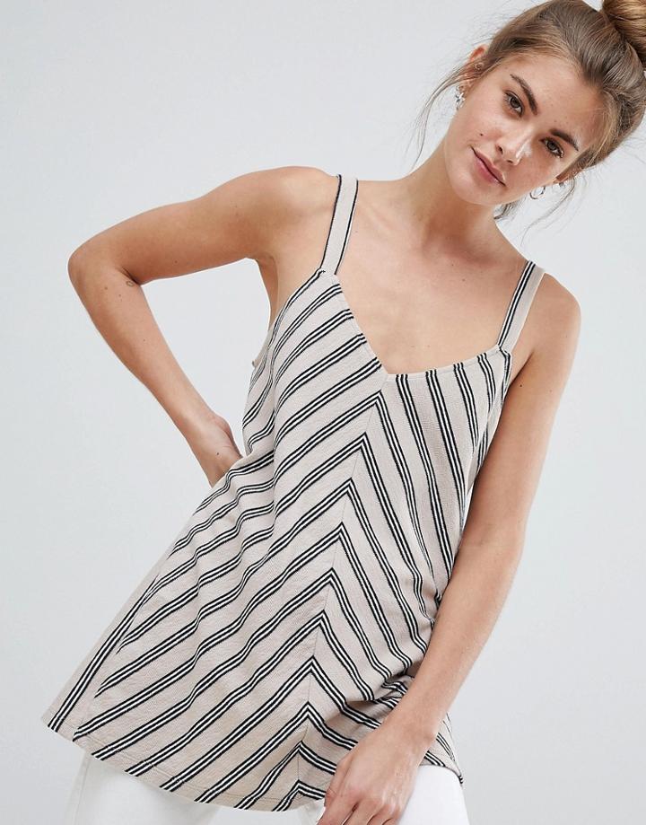 Pull & Bear Cami Top In Stripe Print (join Life) - White