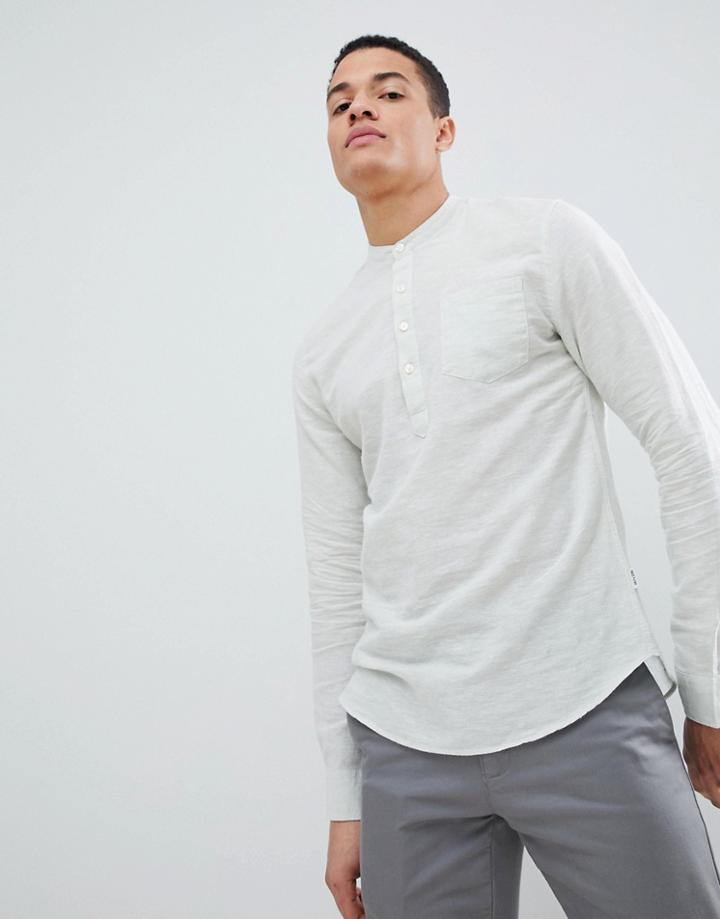 Only & Sons Half Placket Linen Mix Shirt - Green