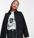 Asos Design Petite Cotton Pocket Jacket In Black