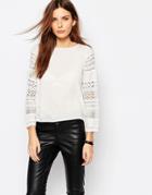 Vero Moda Lace Sleeve Shell Top - Snow White