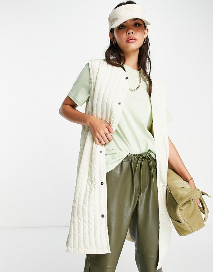 Rains Longer Liner Vest In Off White