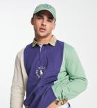 Polo Ralph Lauren X Asos Exclusive Collab Rugby Polo Shirt With Chest Circle Logo In Vertical Stripe-multi