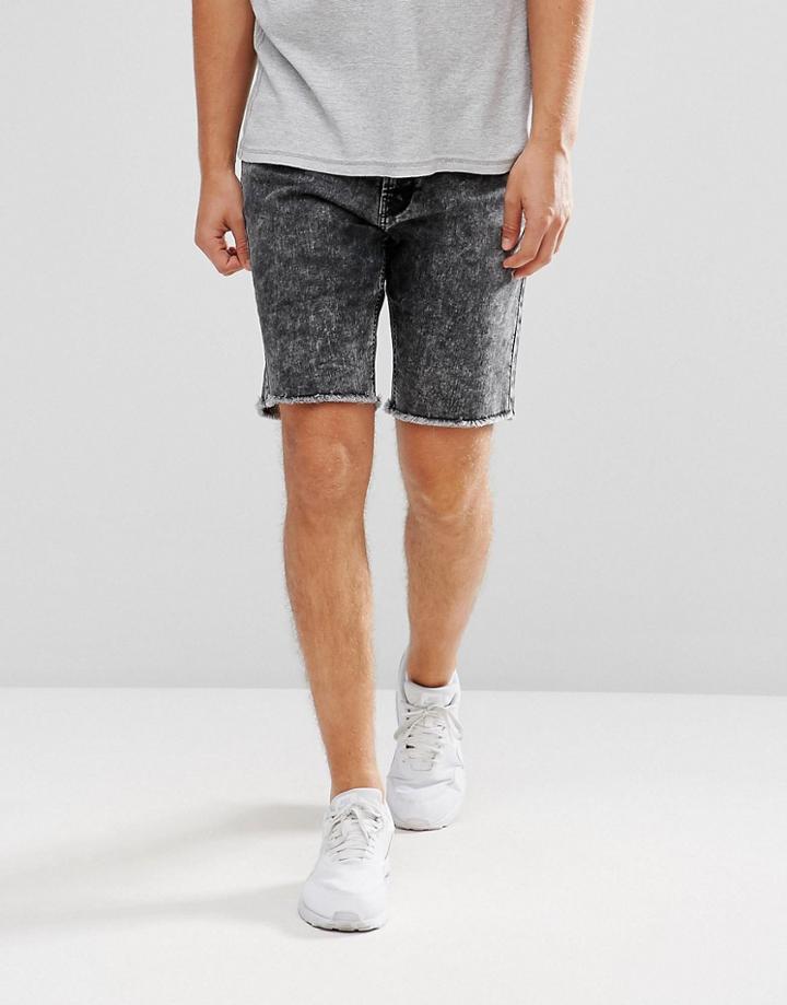 Hoxton Denim Denim Shorts With Unrolled Hem - Black
