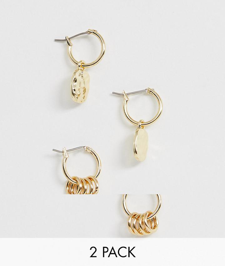 Pieces 2 Pack Mini Gold Hoops - Gold