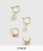 Pieces 2 Pack Mini Gold Hoops - Gold