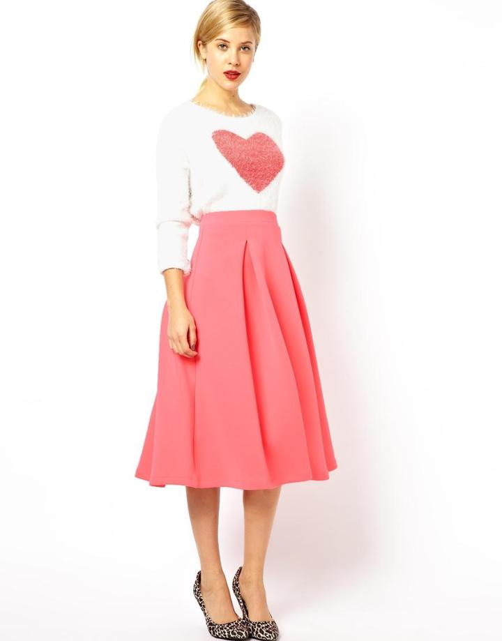 Asos Midi Skirt With Full Pleats