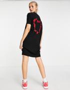 Love Moschino Heart Logo Knit Mini Dress In Black