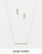 Johnny Loves Rosie Gold Bar Necklace & Earring Gift Box - Gold