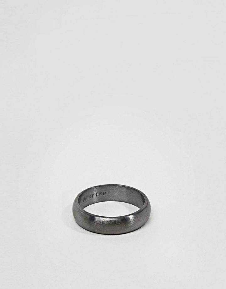 Simon Carter Band Ring In Brushed Gunmetal - Silver