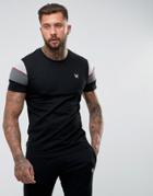 Intense Muscle T-shirt In Black With Contrast Panels - Black