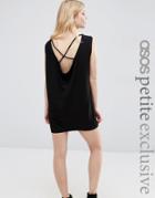 Asos Petite Sleeveless Dress With Cowl Back And Strap Detail - Black