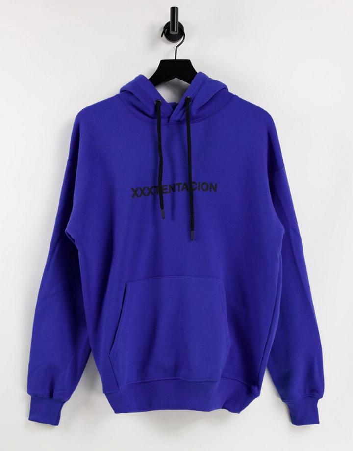 Pull & Bear Hoodie With Xxxtentacion Print In Blue-blues