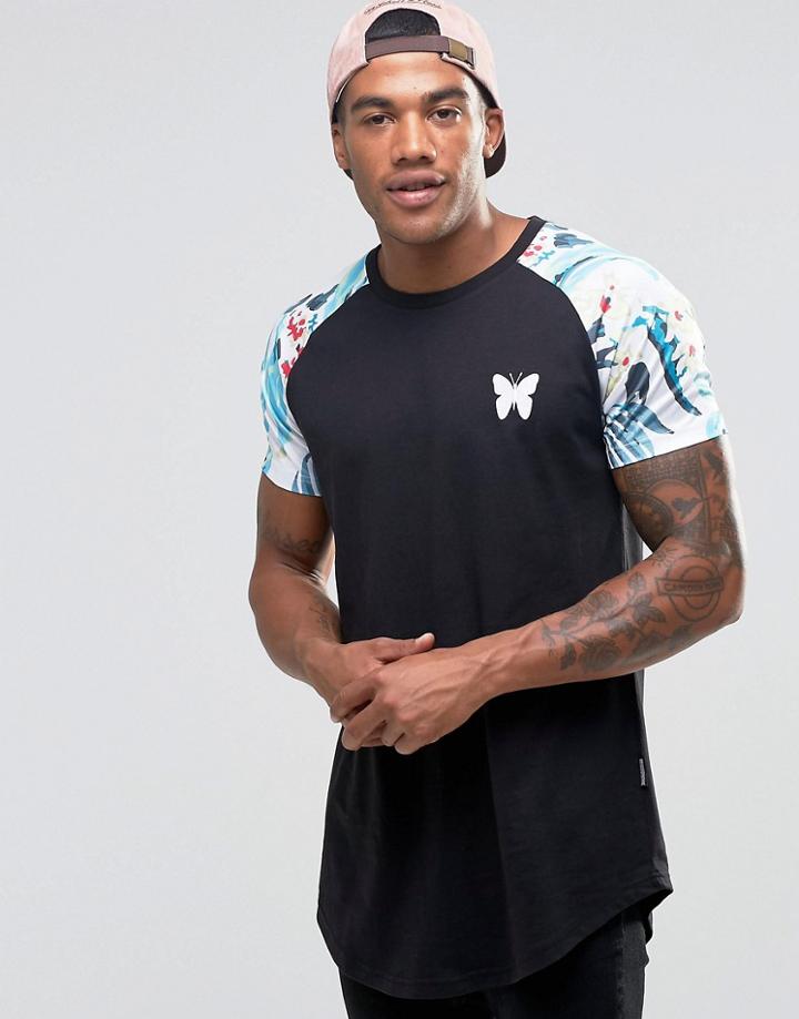 Good For Nothing T-shirt With Contrast Raglan Sleeves - Black