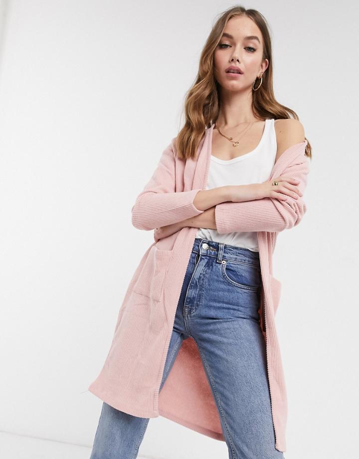 Miss Selfridge Longline Cardigan In Pink-neutral