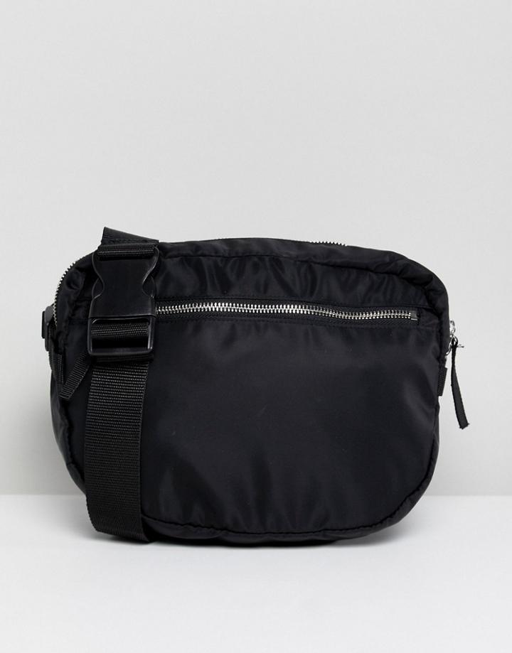Monki Zip Front Body Bag - Black