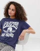Brave Soul Eagles Knot Front T Shirt-navy