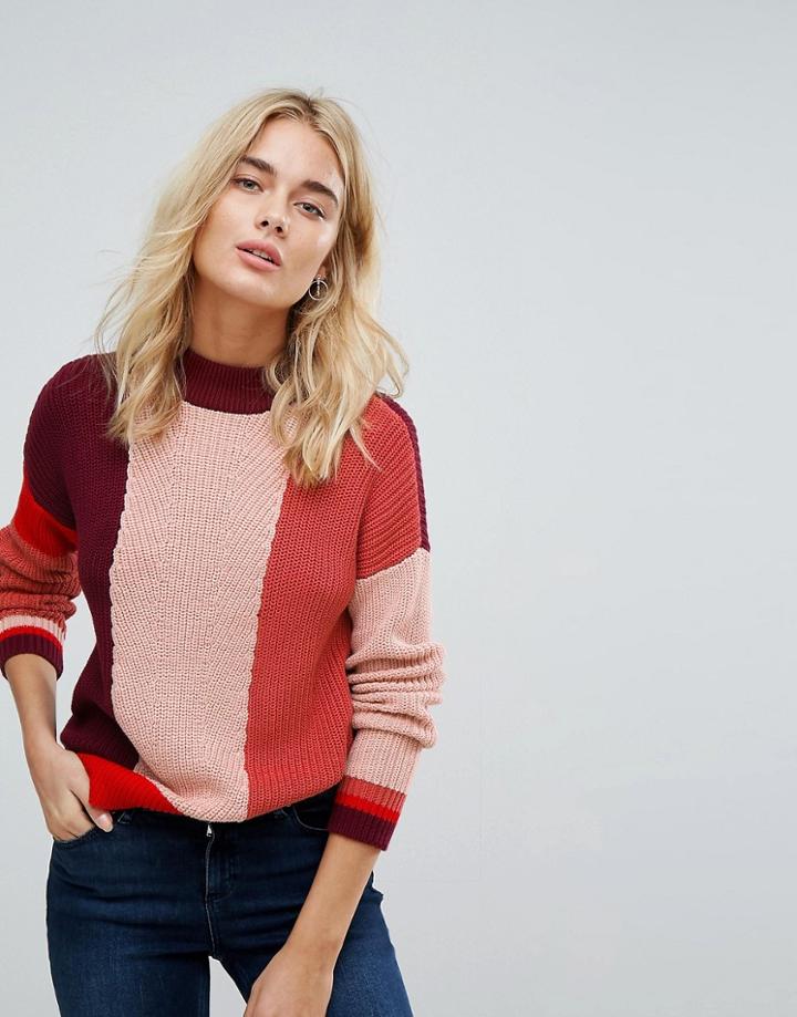 Vero Moda Block Print Sweater - Pink