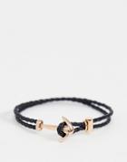 Steve Madden Mens Anchor Bracelet In Stainless Steel And Rose Gold - Black